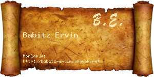 Babitz Ervin névjegykártya
